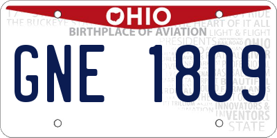 OH license plate GNE1809