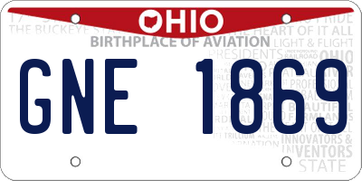 OH license plate GNE1869
