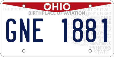OH license plate GNE1881