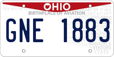 OH license plate GNE1883
