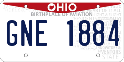 OH license plate GNE1884