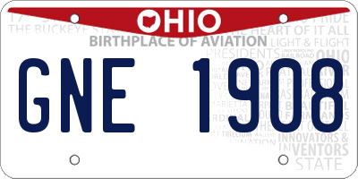 OH license plate GNE1908