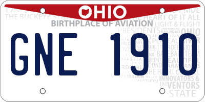 OH license plate GNE1910