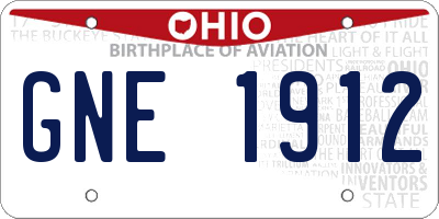 OH license plate GNE1912