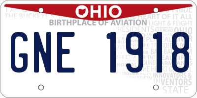 OH license plate GNE1918