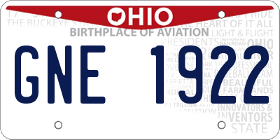 OH license plate GNE1922