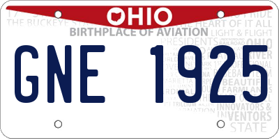 OH license plate GNE1925