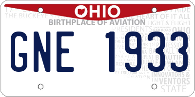 OH license plate GNE1933
