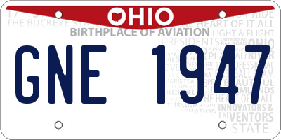 OH license plate GNE1947