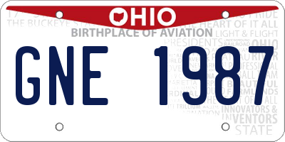 OH license plate GNE1987