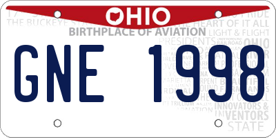 OH license plate GNE1998