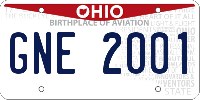 OH license plate GNE2001