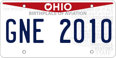 OH license plate GNE2010