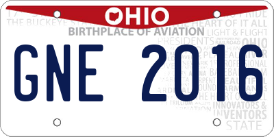 OH license plate GNE2016