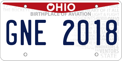 OH license plate GNE2018