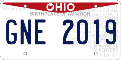 OH license plate GNE2019