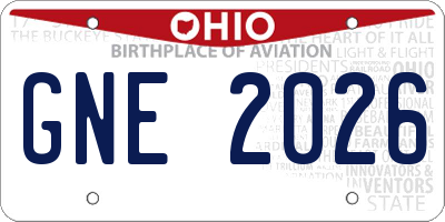 OH license plate GNE2026