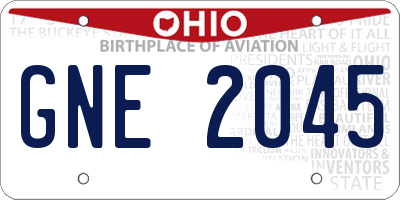 OH license plate GNE2045