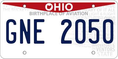 OH license plate GNE2050