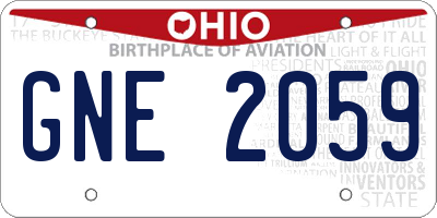 OH license plate GNE2059