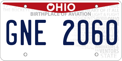 OH license plate GNE2060