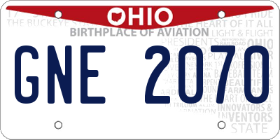 OH license plate GNE2070
