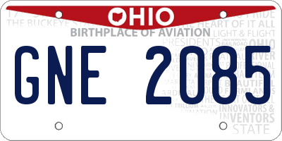 OH license plate GNE2085
