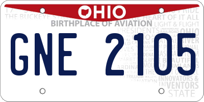 OH license plate GNE2105