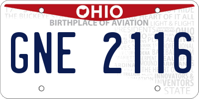 OH license plate GNE2116