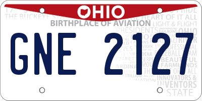 OH license plate GNE2127
