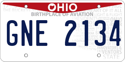 OH license plate GNE2134