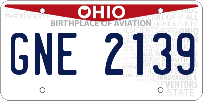 OH license plate GNE2139
