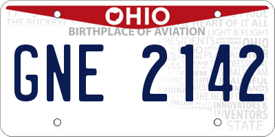 OH license plate GNE2142