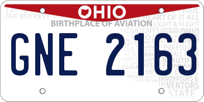 OH license plate GNE2163