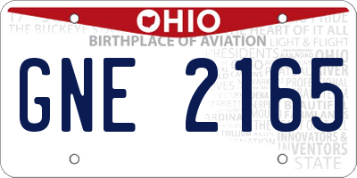 OH license plate GNE2165