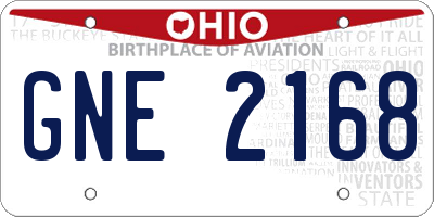 OH license plate GNE2168