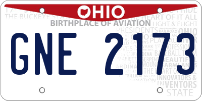 OH license plate GNE2173
