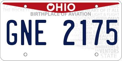 OH license plate GNE2175