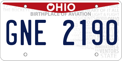 OH license plate GNE2190