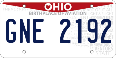 OH license plate GNE2192