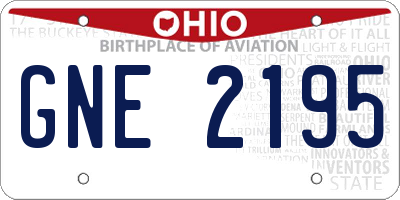 OH license plate GNE2195
