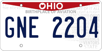 OH license plate GNE2204