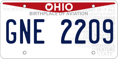 OH license plate GNE2209