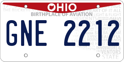 OH license plate GNE2212