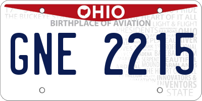 OH license plate GNE2215