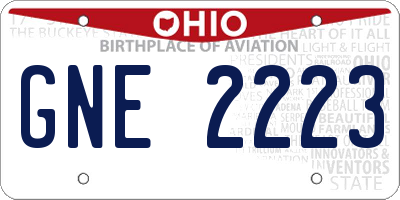OH license plate GNE2223