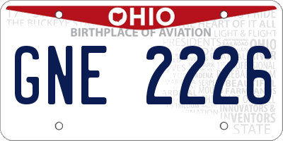 OH license plate GNE2226