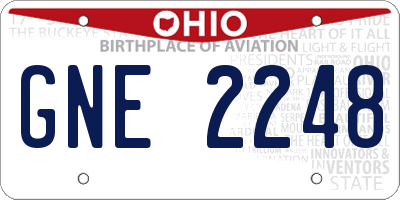 OH license plate GNE2248