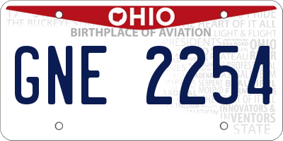 OH license plate GNE2254