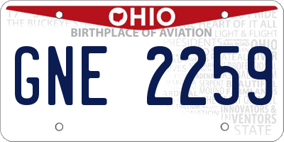 OH license plate GNE2259